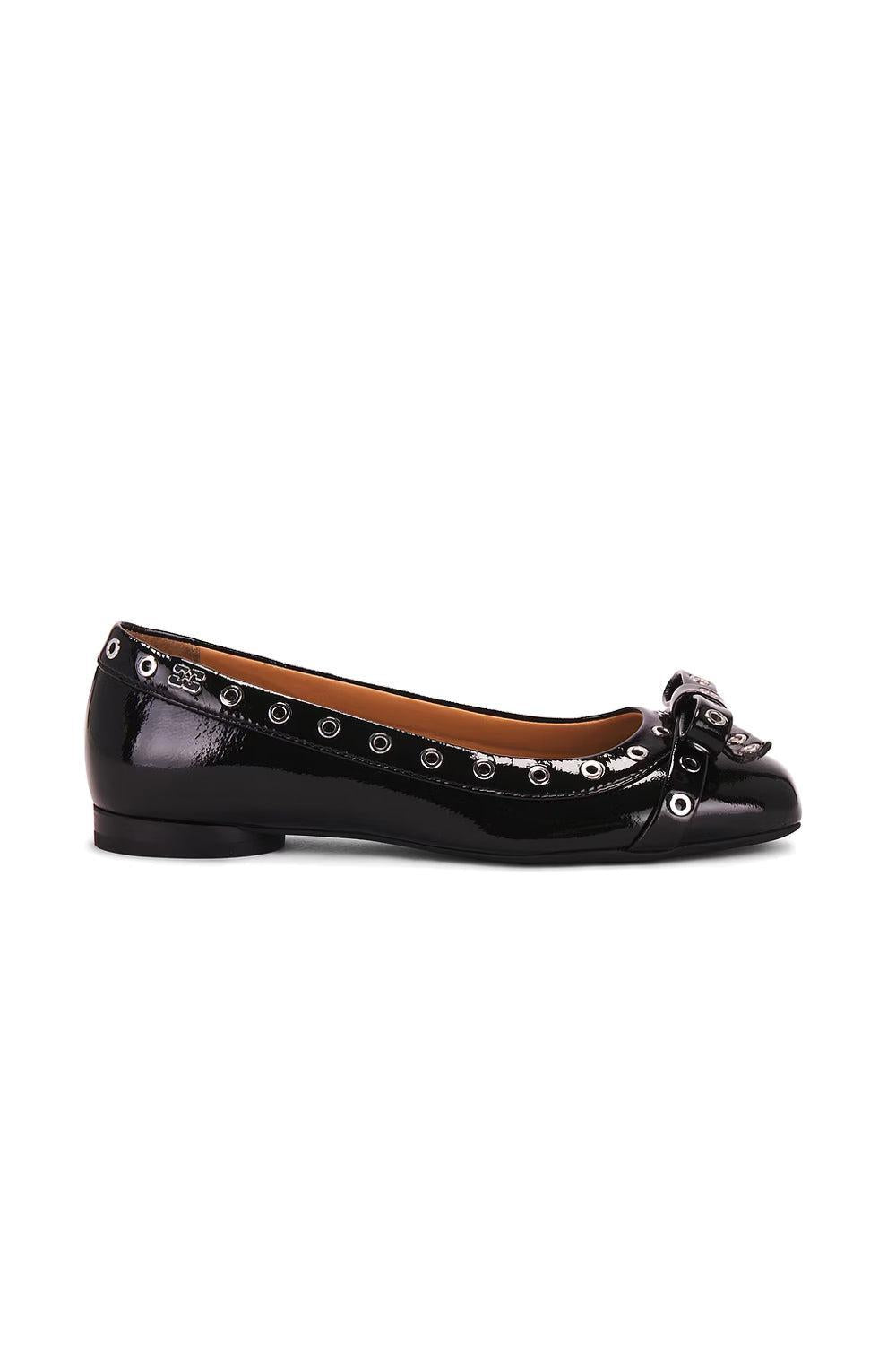 Eyelets Bow Ballerina Naplack Black