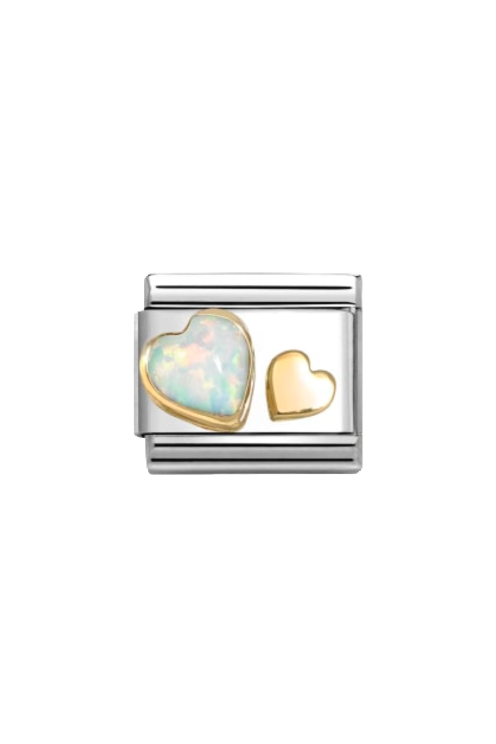 FACETED SYMBOLS 18k Gold Opal Heart & Small Gold Heart