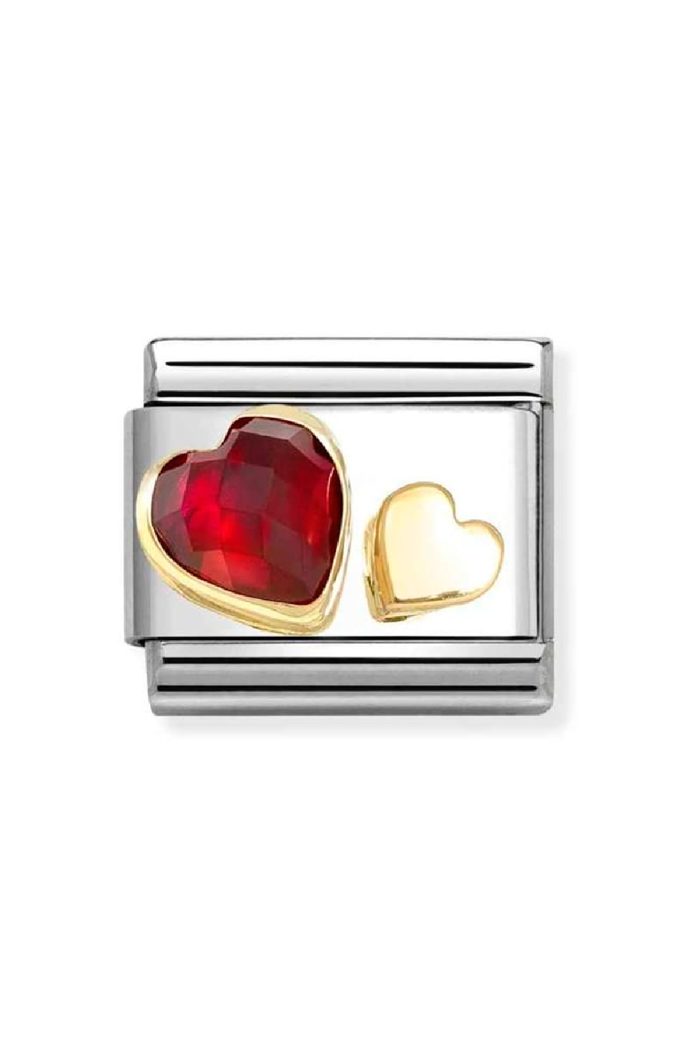 FACETED SYMBOLS 18k Gold Red Heart & Small Gold Heart