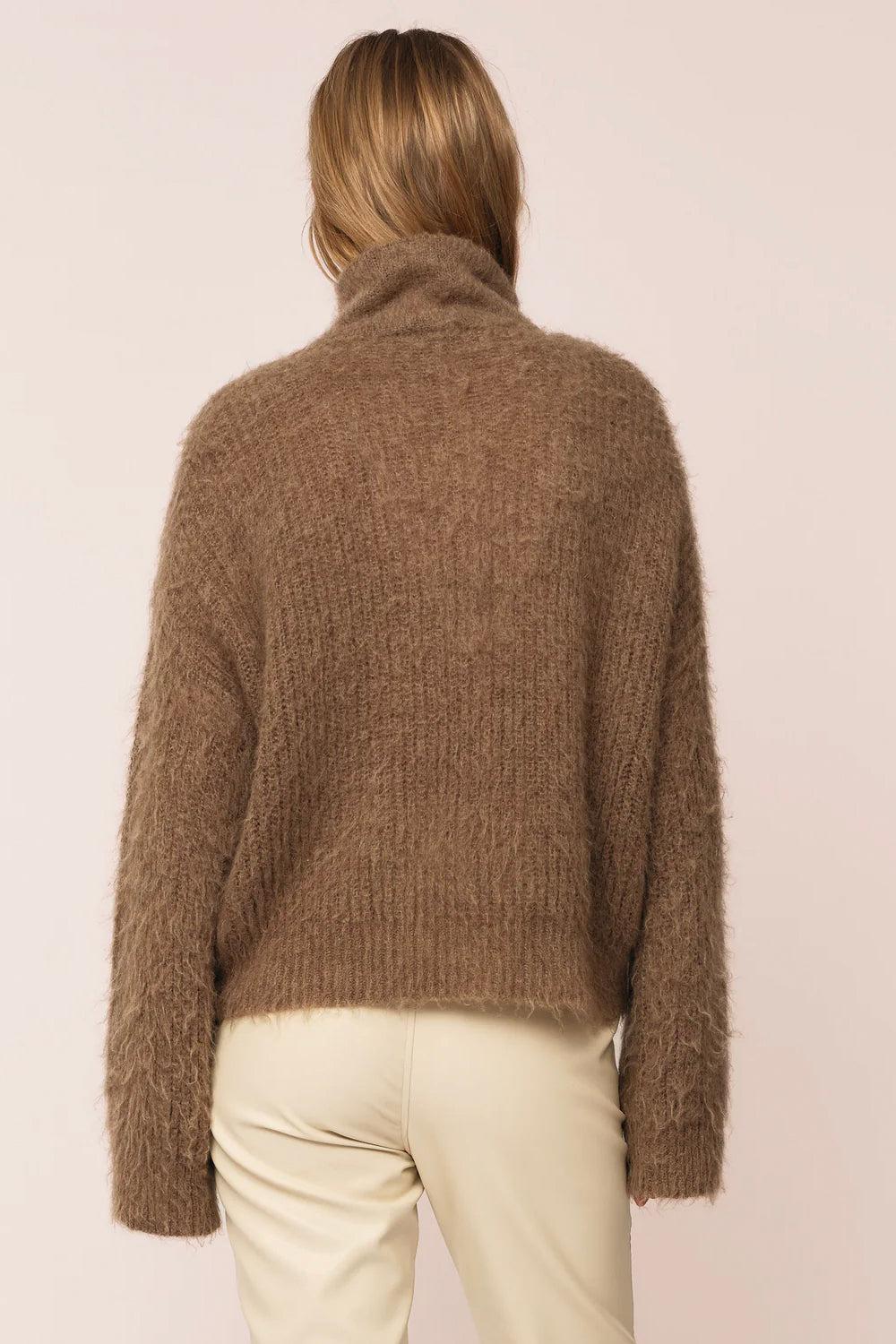 Florie Brushed zip knit Chocolate Brown