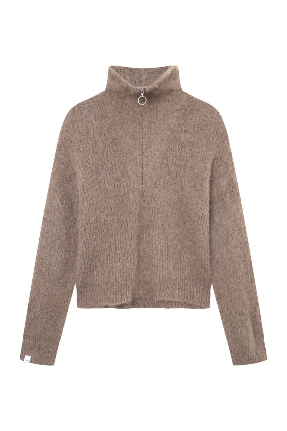 Florie Brushed zip knit Chocolate Brown