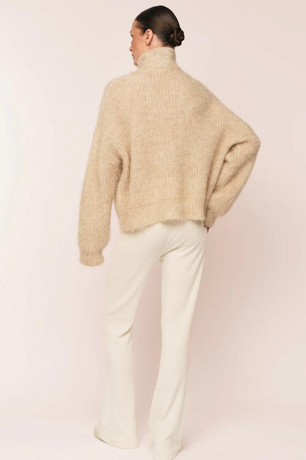 Florie Brushed zip knit Warm sand