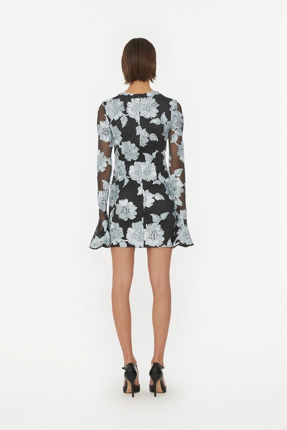 Flower Mesh LS Mini Dress