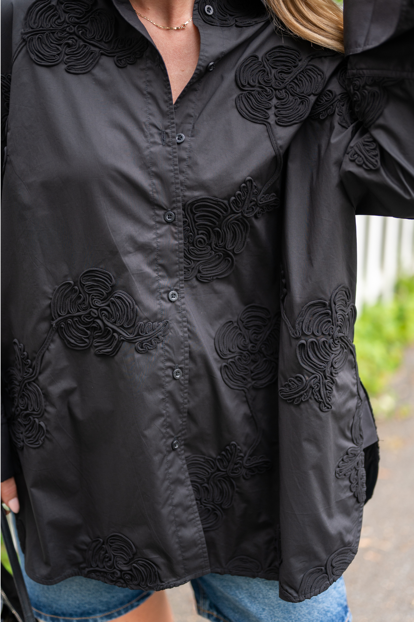 Flower Oversized Shirt Black