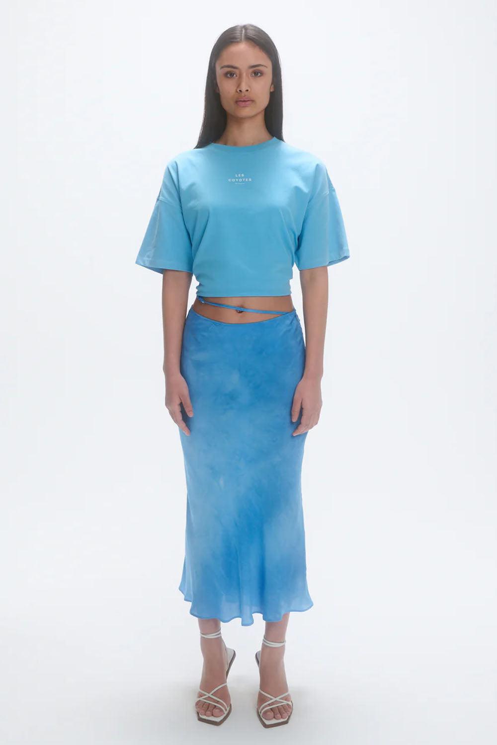 Fluid Skirt maya blue tie dye