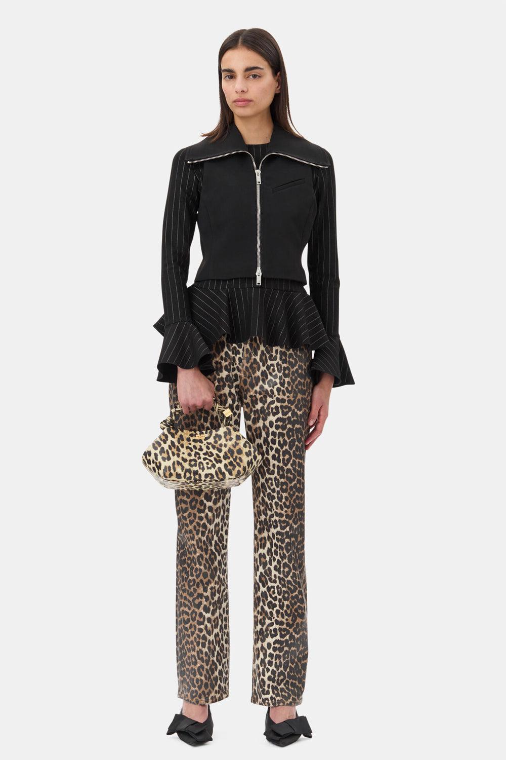 Foil Print Denim Carri Chain Leopard Jeans