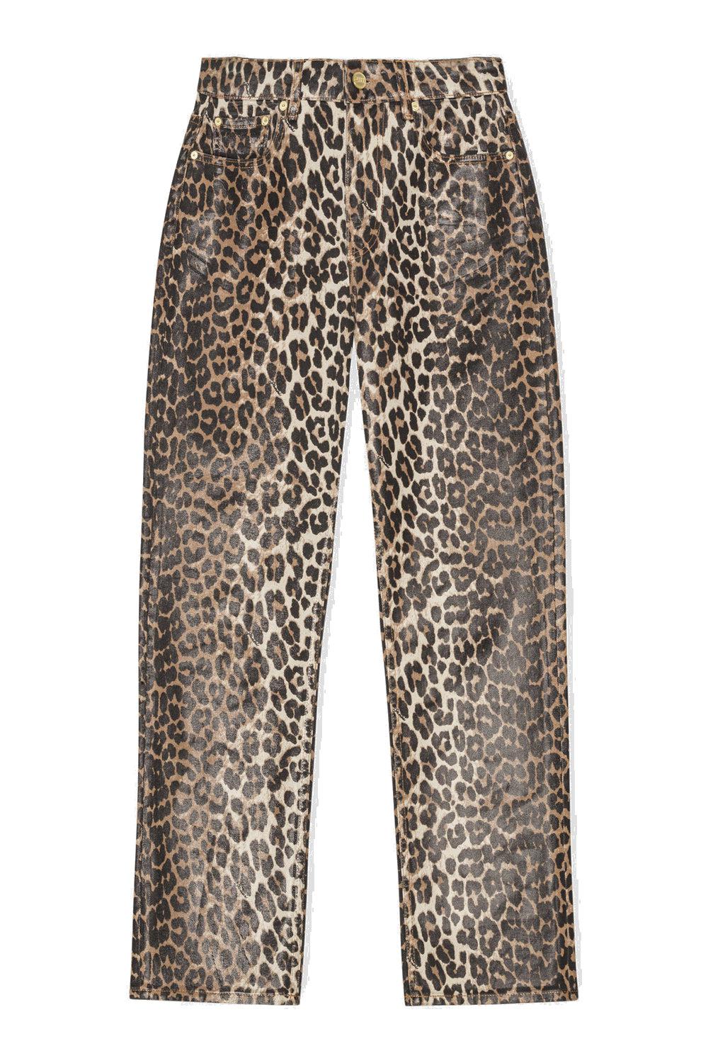 Foil Print Denim Carri Chain Leopard Jeans