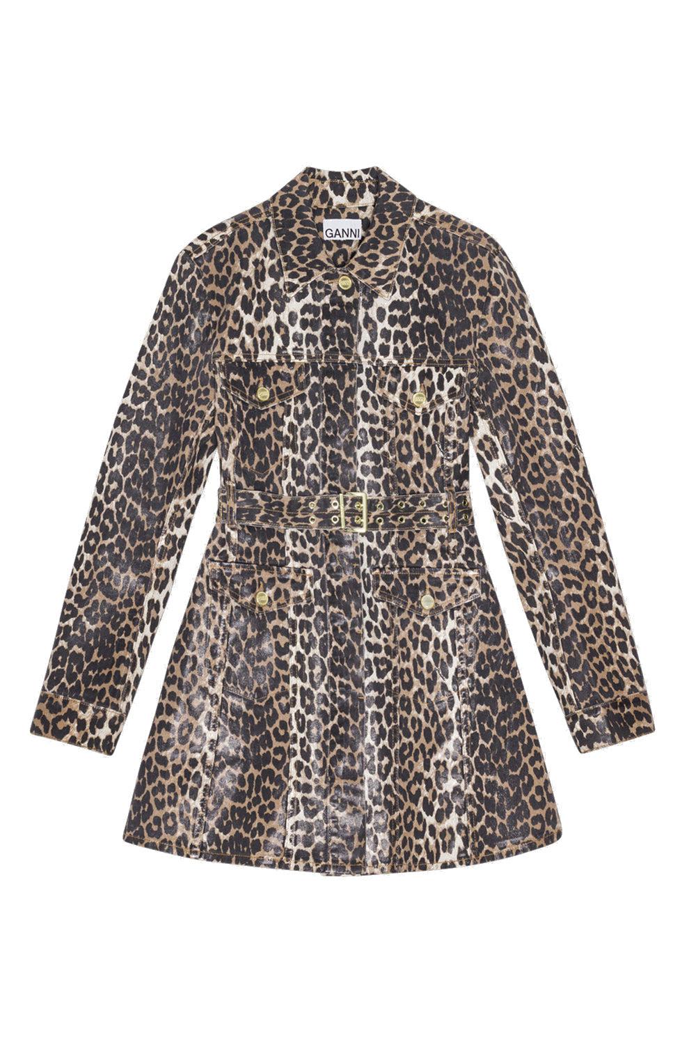 Foil Print Denim Dress Leopard