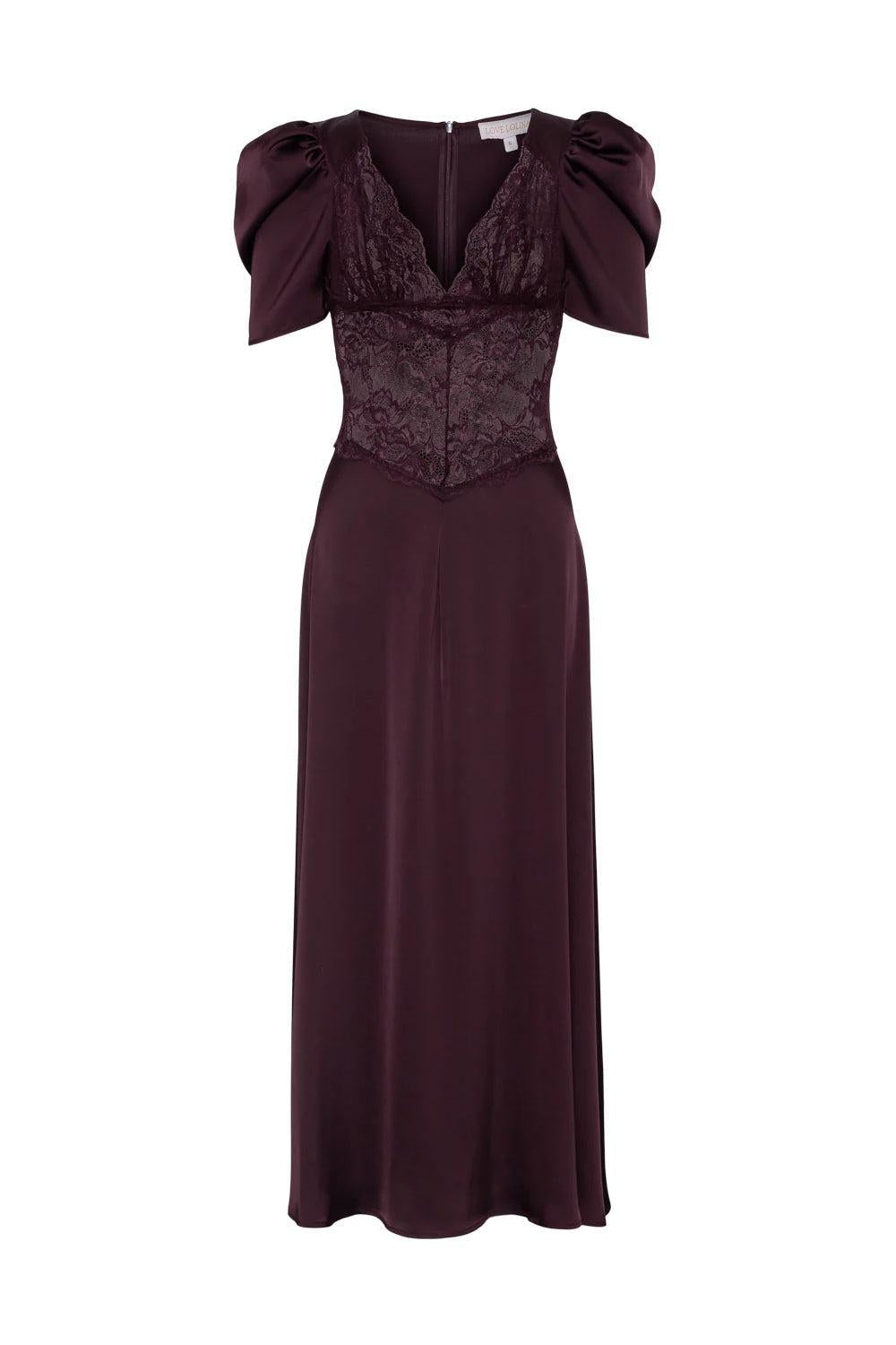 Francis Lace Midi Dress Burgundy