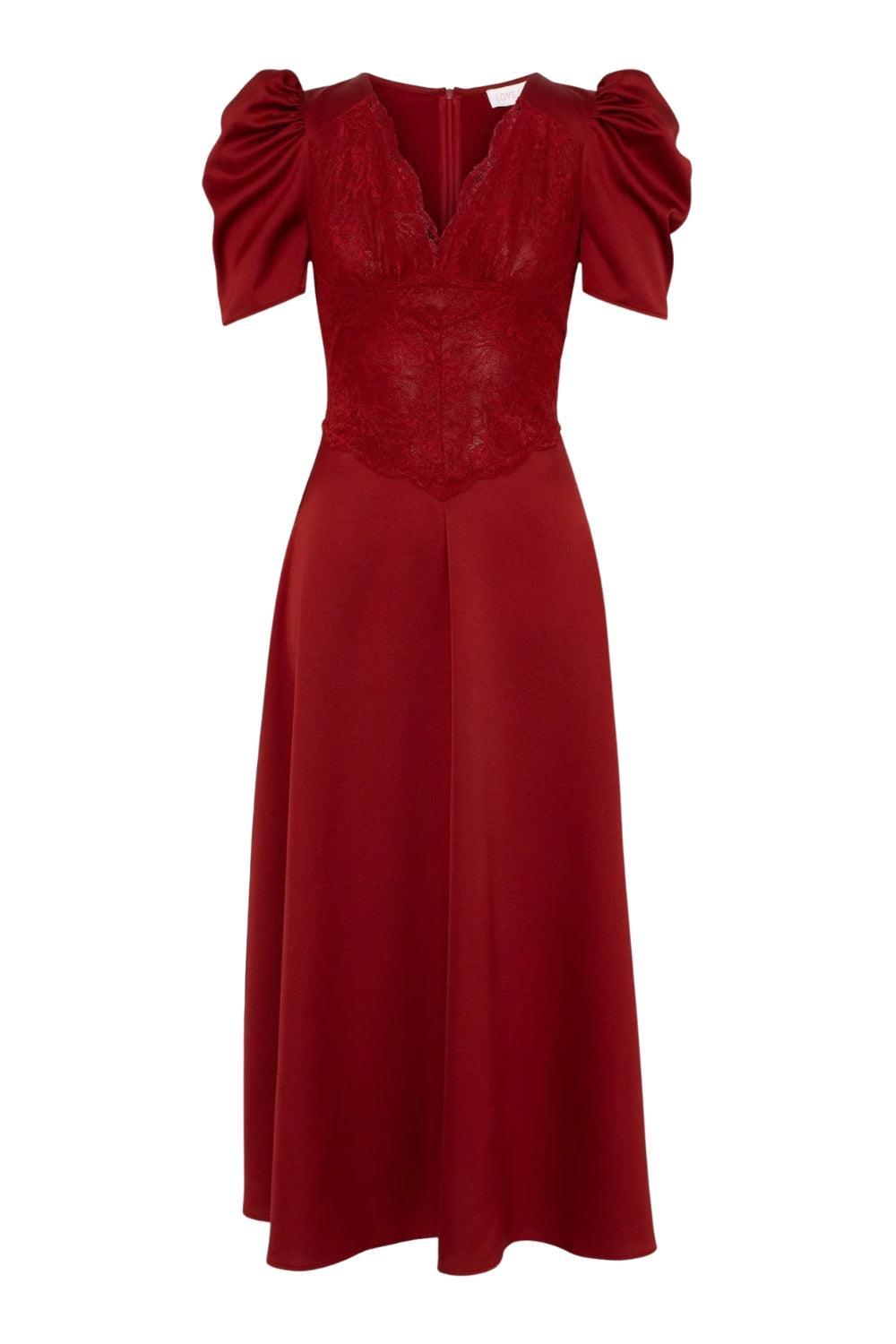 Francis Lace Midi Dress Red