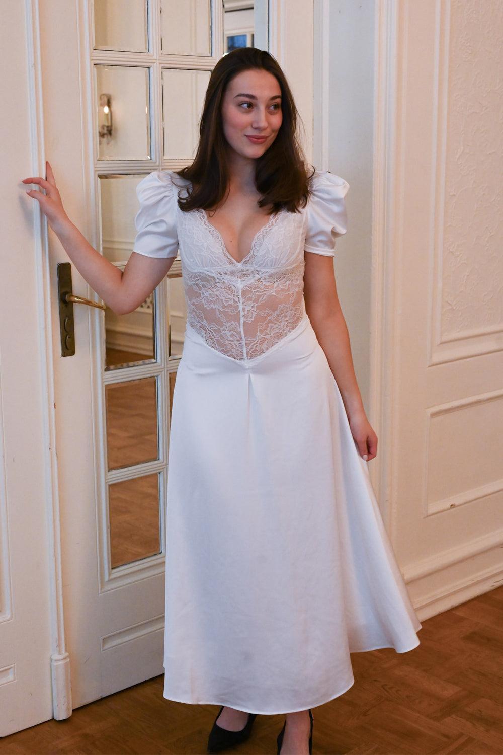 Francis Lace Midi Dress White