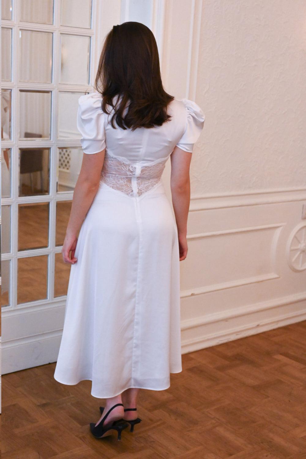 Francis Lace Midi Dress White