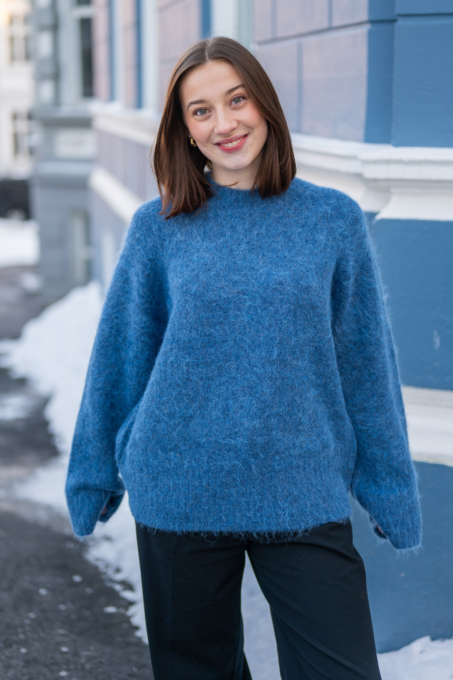 Fure Fluffy Knit Sweater Blue