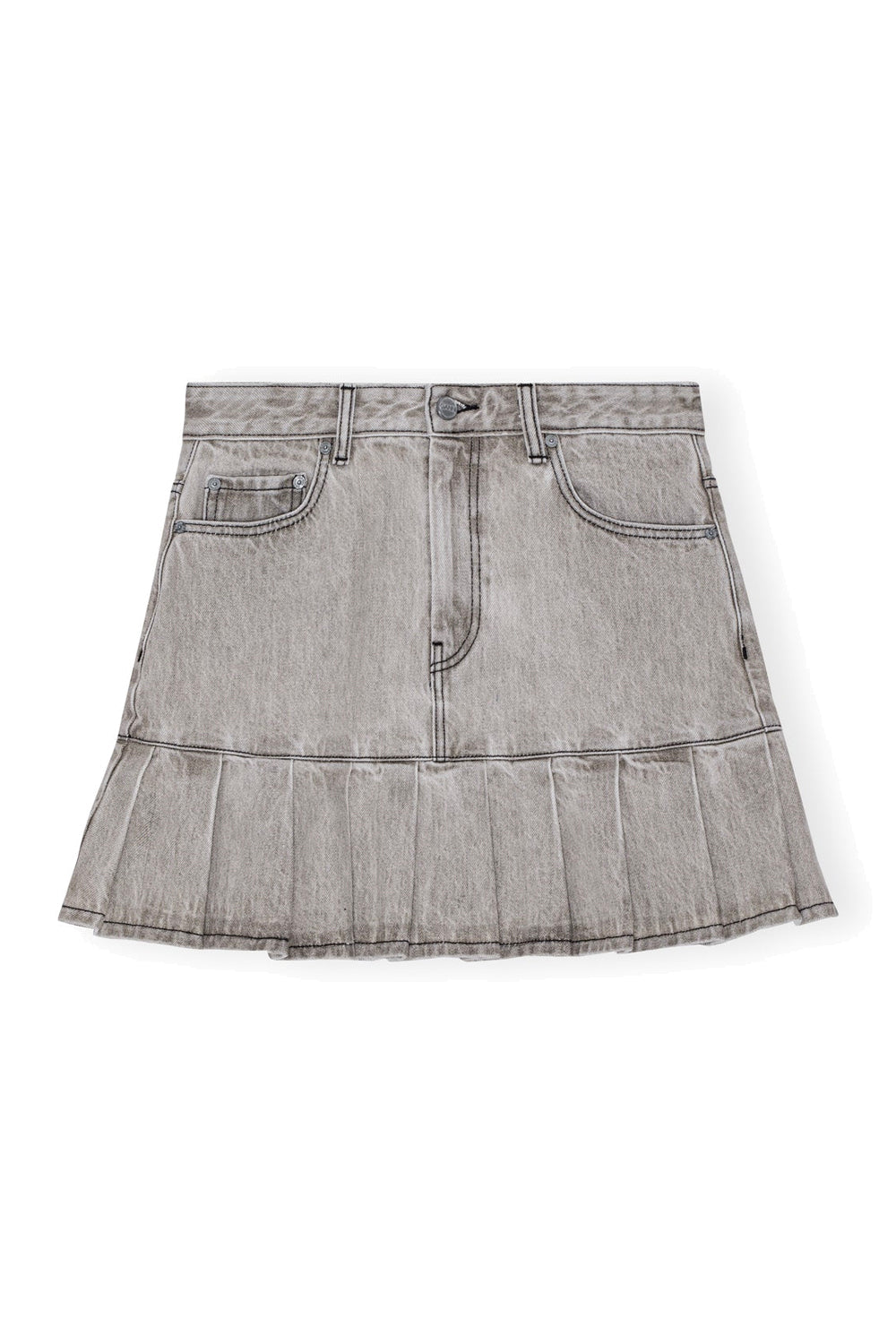 Future Denim Pleated Mini Skirt Gray Quill