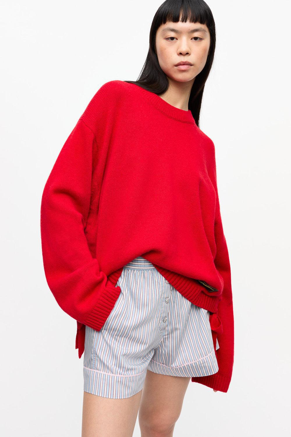 Future Wool Mix Oversized O-neck Racing Red