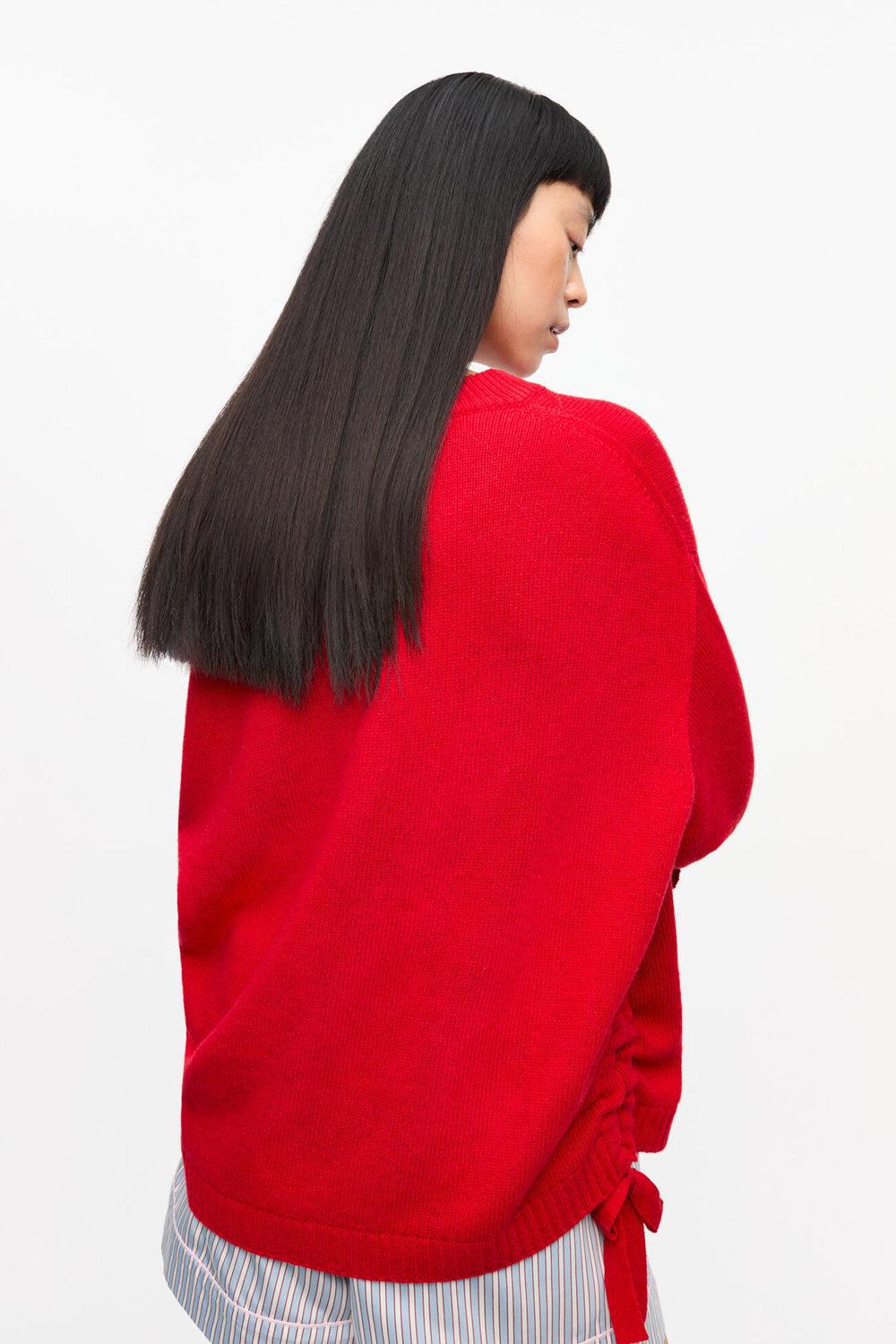 Future Wool Mix Oversized O-neck Racing Red