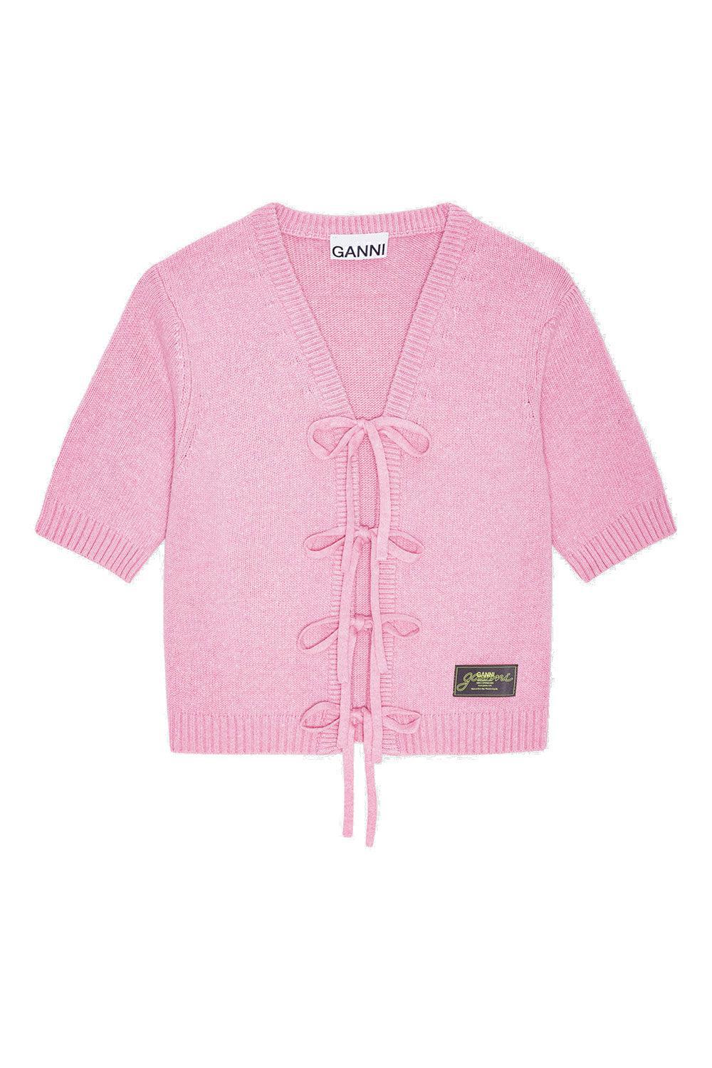 Future Wool Mix Short Sleeve Cardigan Primrose Pink