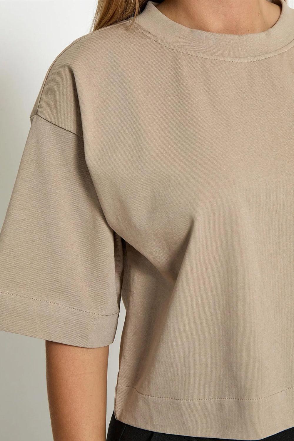 Gamma Cropped GOTS T-shirt String Grey