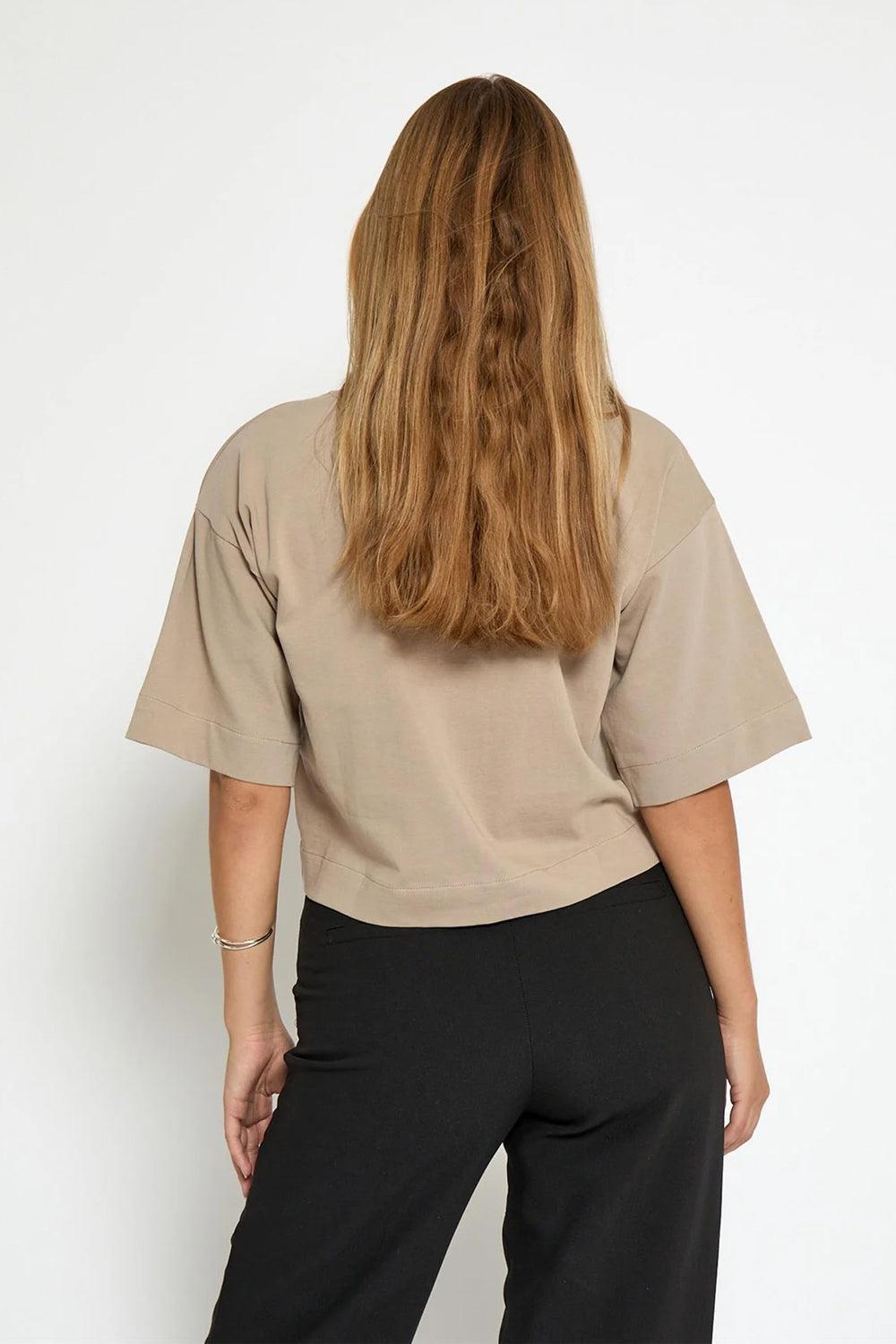 Gamma Cropped GOTS T-shirt String Grey