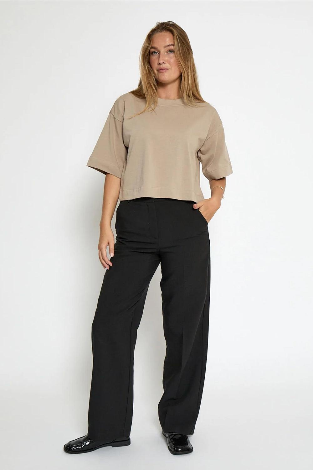 Gamma Cropped GOTS T-shirt String Grey