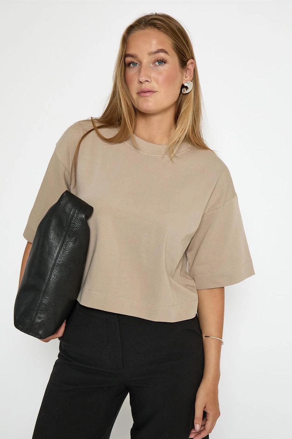 Gamma Cropped GOTS T-shirt String Grey