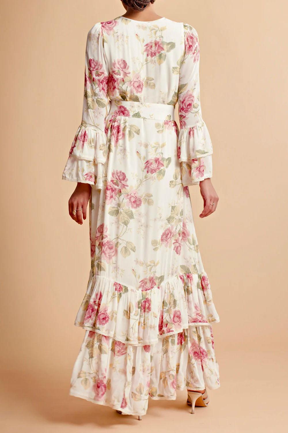 Georgette Relaxed Dress Pink Roses