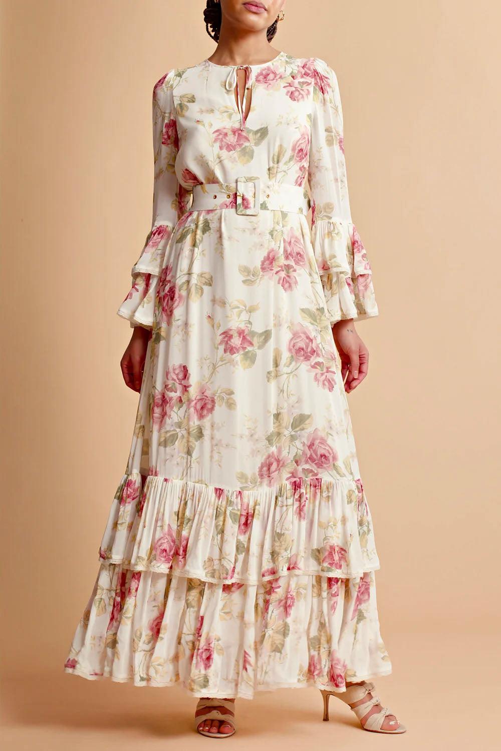 Georgette Relaxed Dress Pink Roses