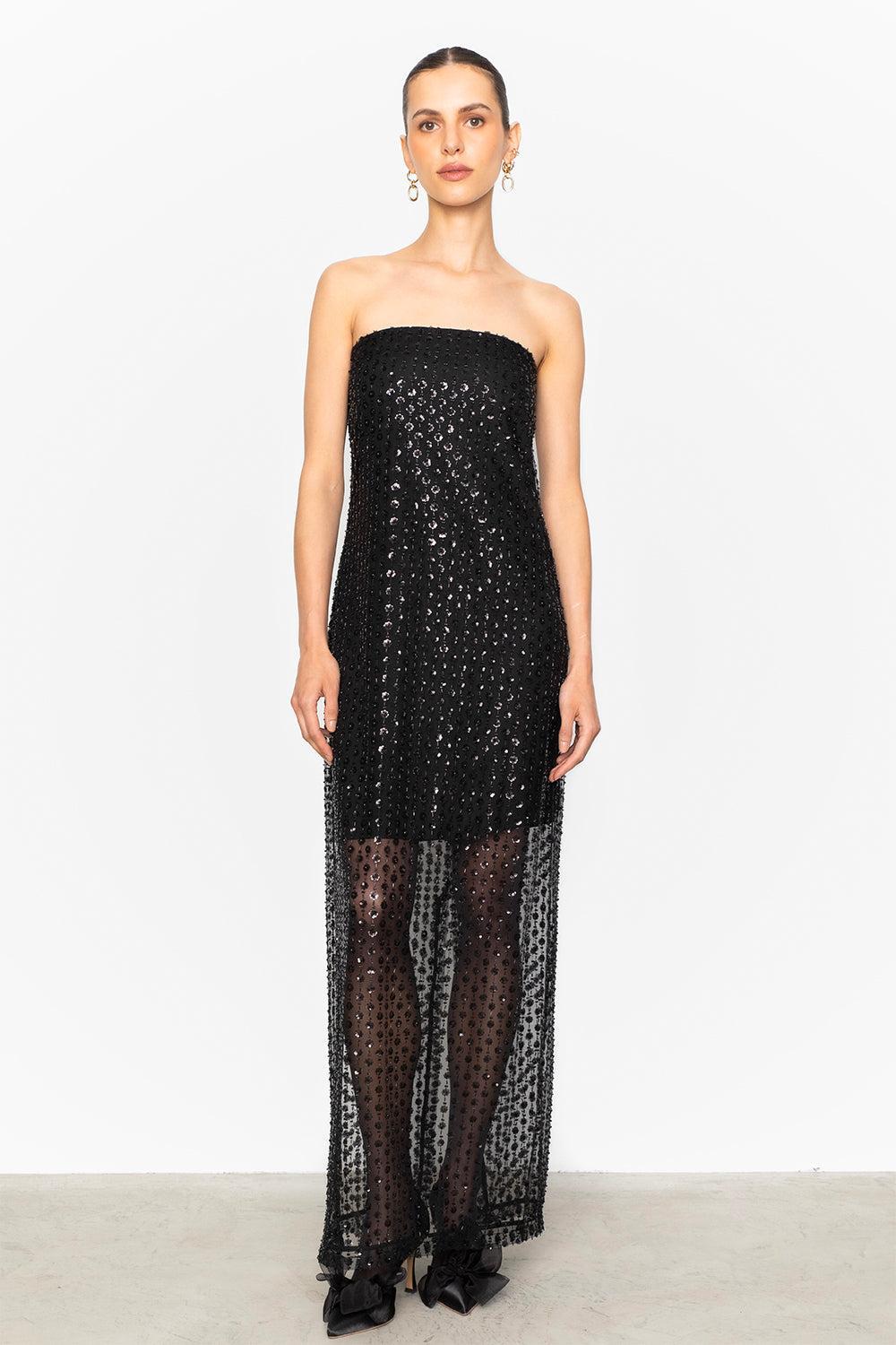 Giovanna Beaded Dress Black