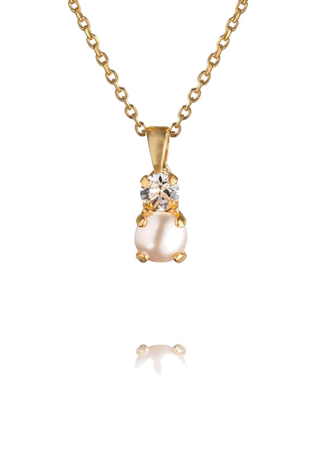 Girls Love Pearl Necklace Gold Pearl/Crystal