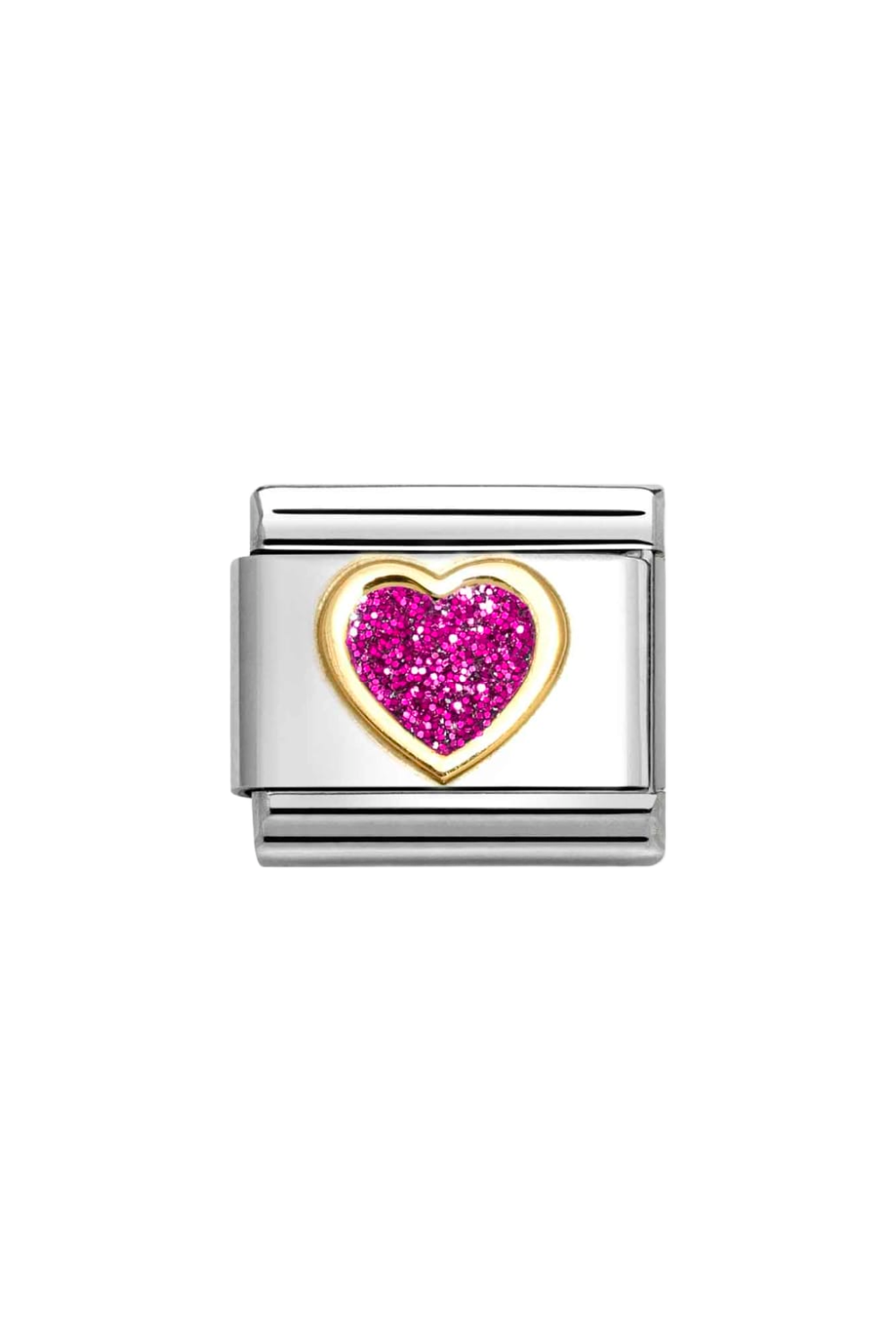 Glitter symbols 18k Gold & enamel FUCHSIA Heart