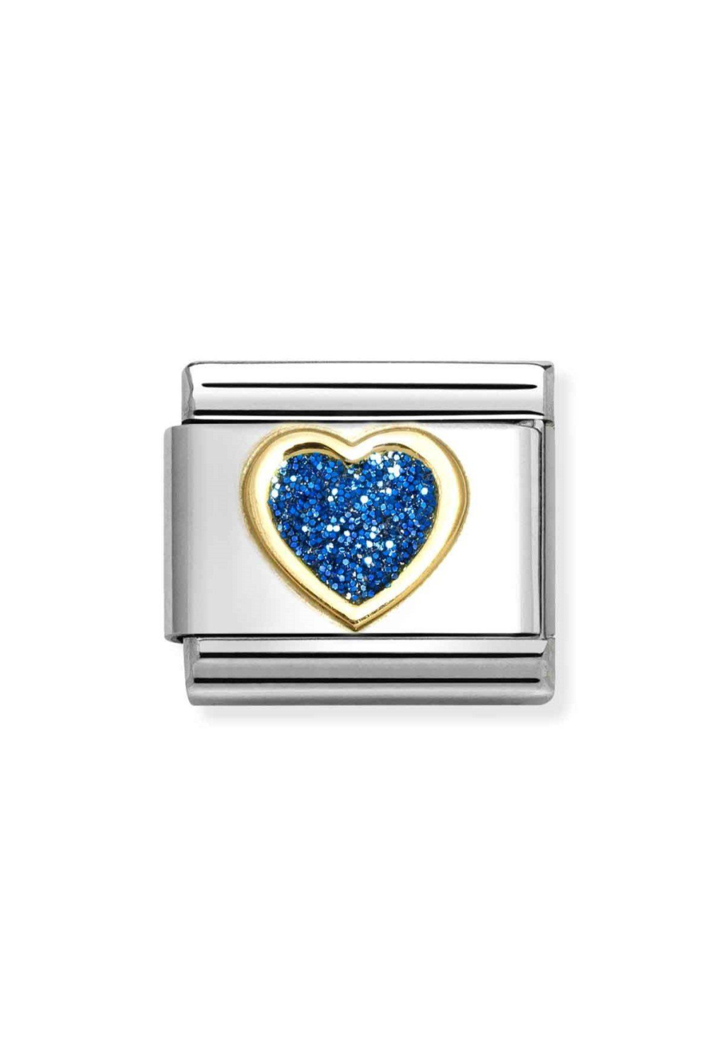 Glitter symbols 18k Gold & enamel blue heart