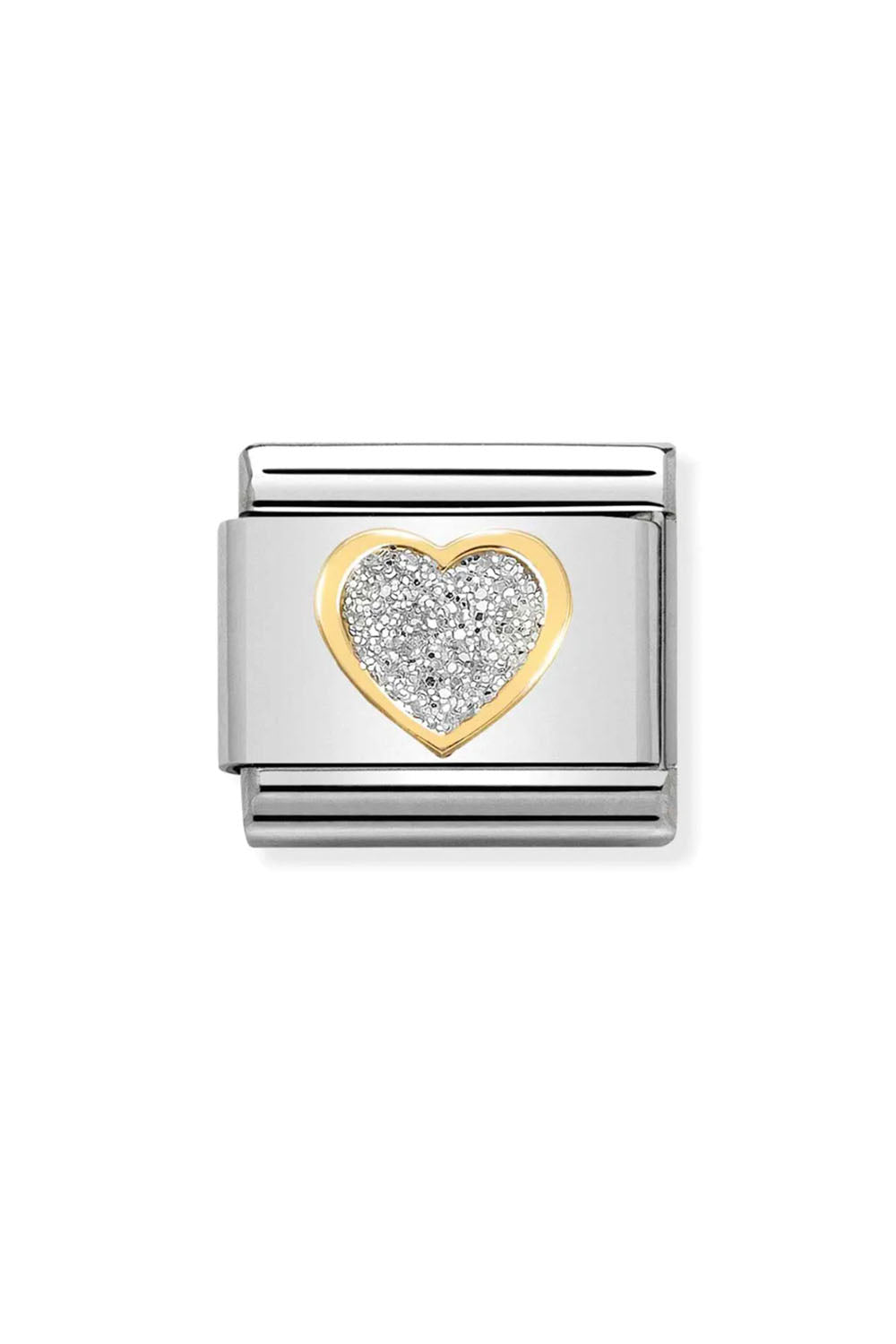 Glitter symbols 18k Gold & enamel silver heart
