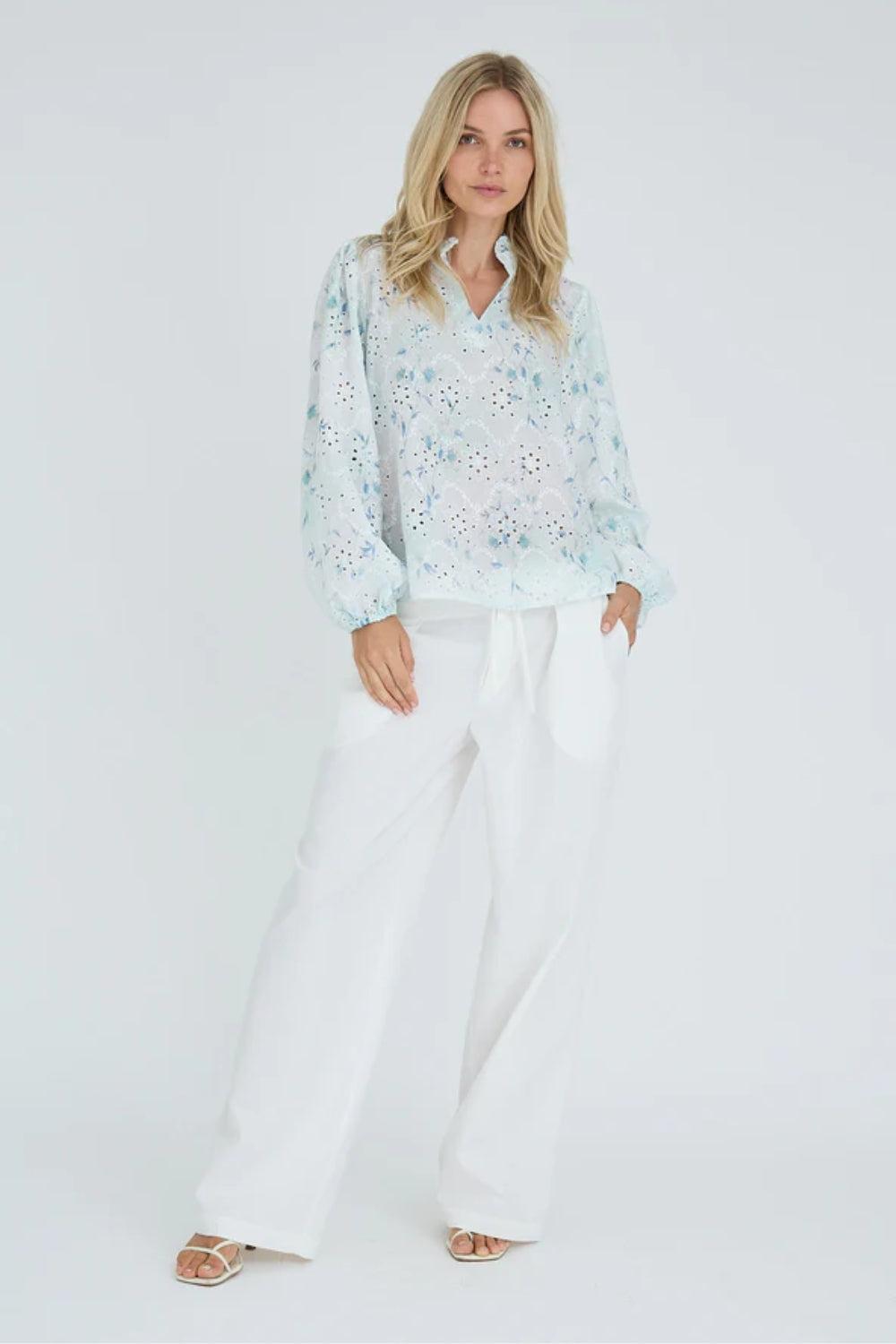 Grete Blouse Blue/White
