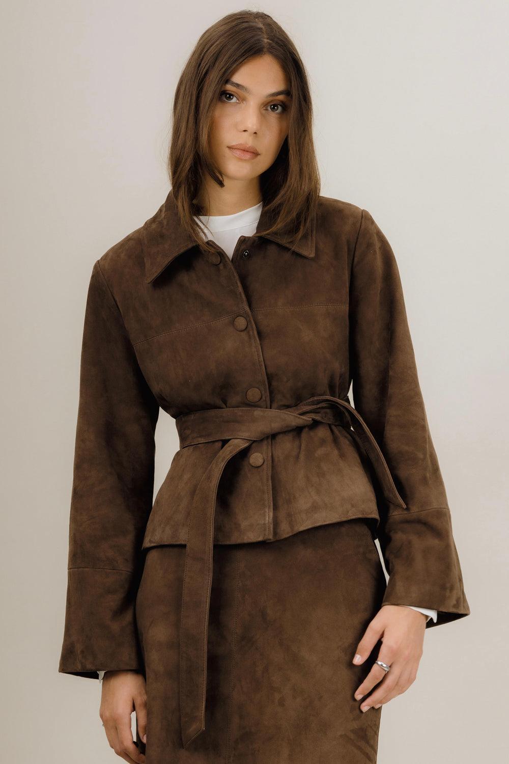 Gustava suede jacket chocolate brown