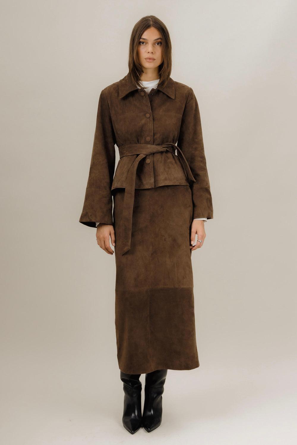 Gustava suede jacket chocolate brown