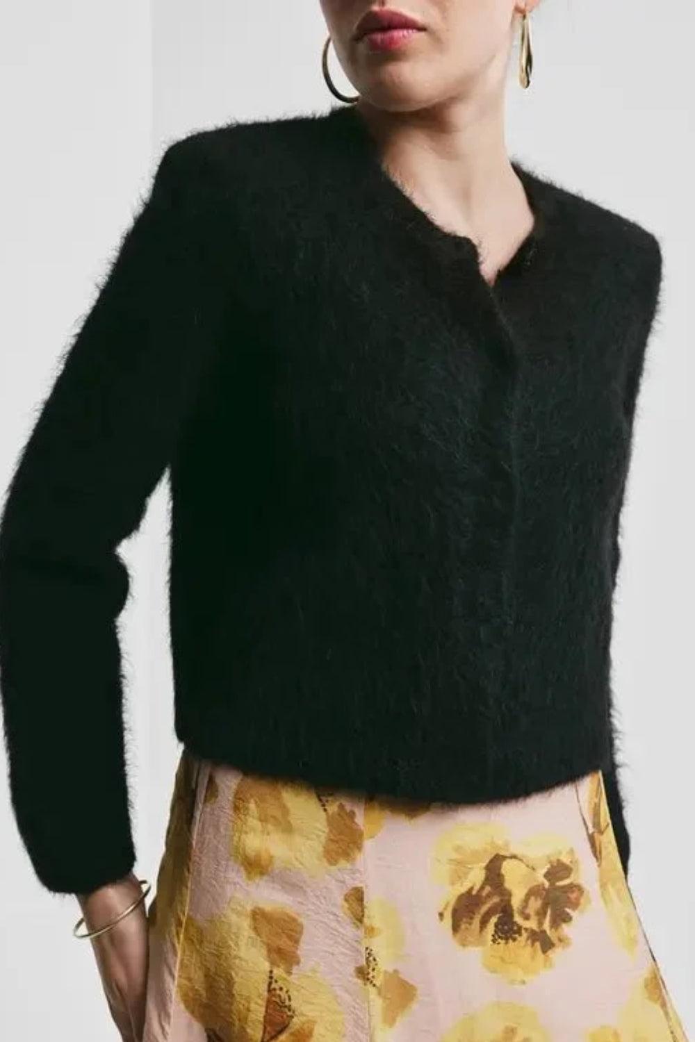 Hairy Knit Jacket Black