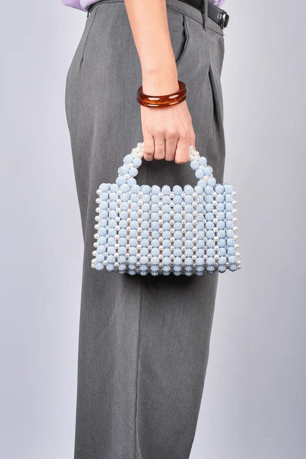 Handmade Pearl Bag Blue