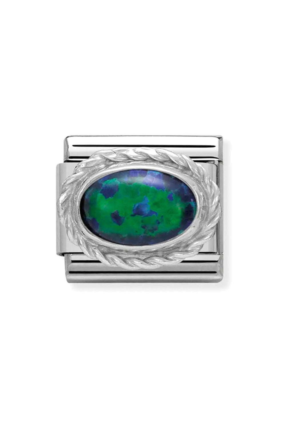 Hard stones with 925 Sterling silver twisted setting Green Opal
