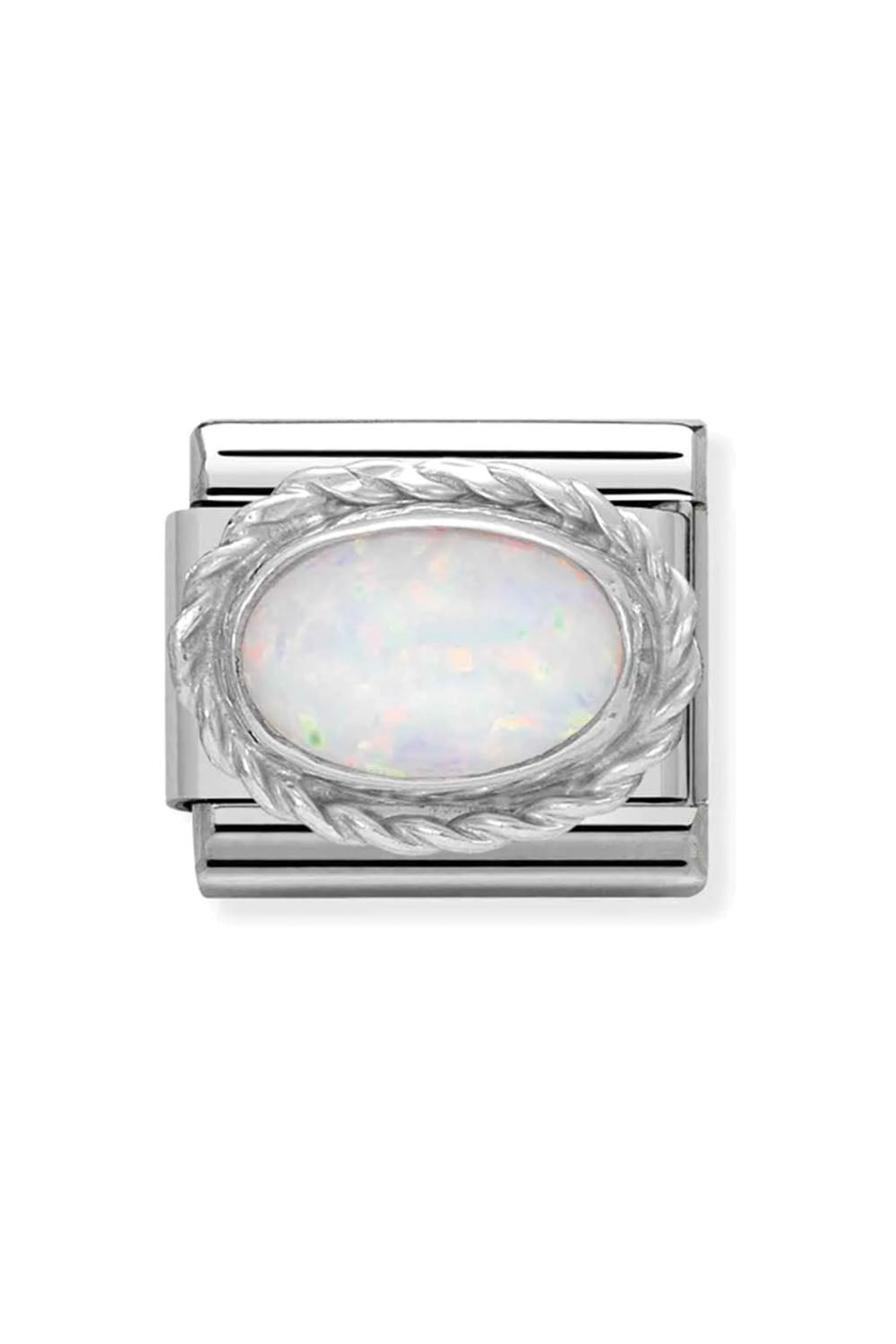 Hard stones with 925 Sterling silver twisted setting white Opal