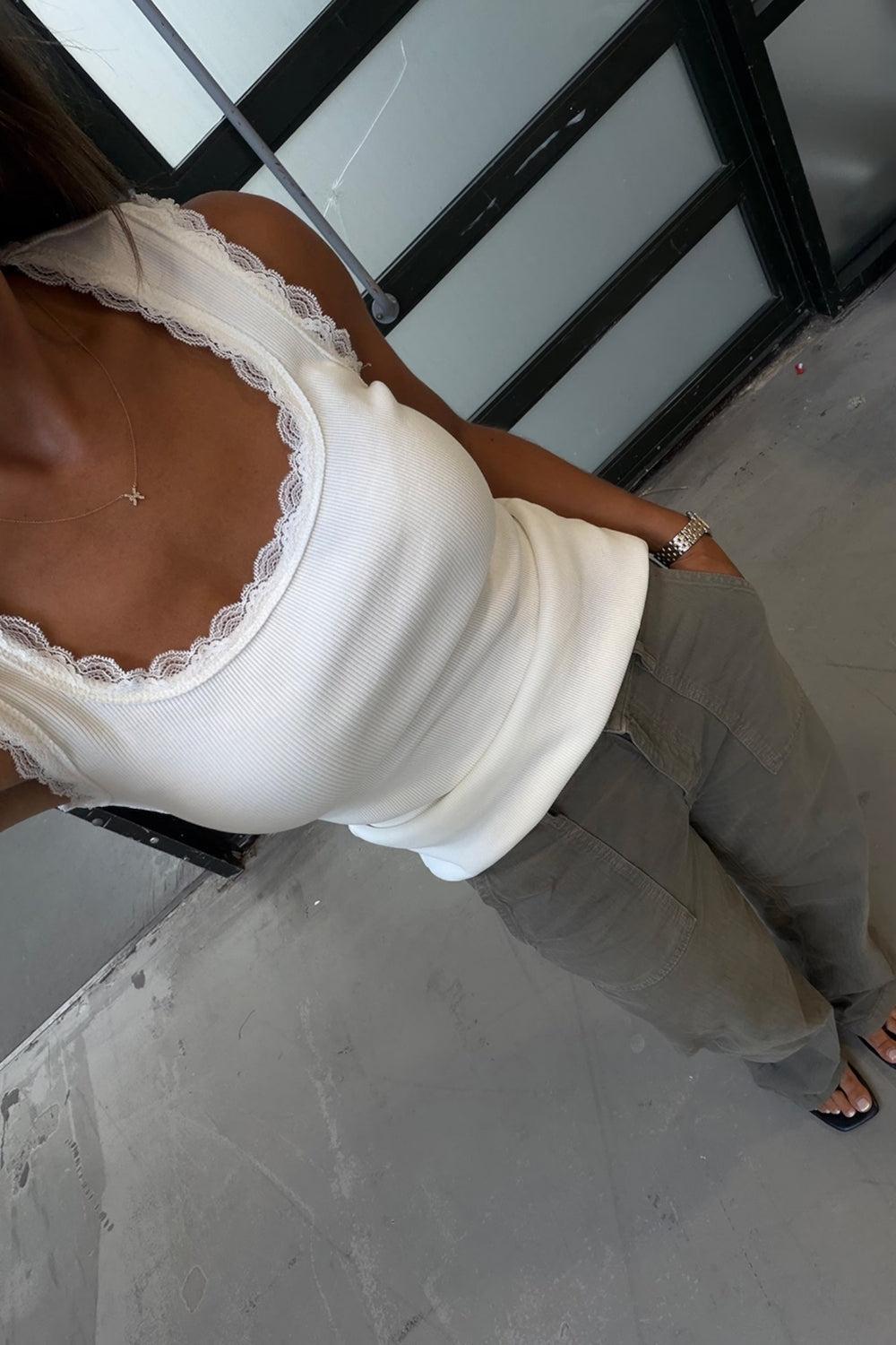 Holly Lace Singlet White