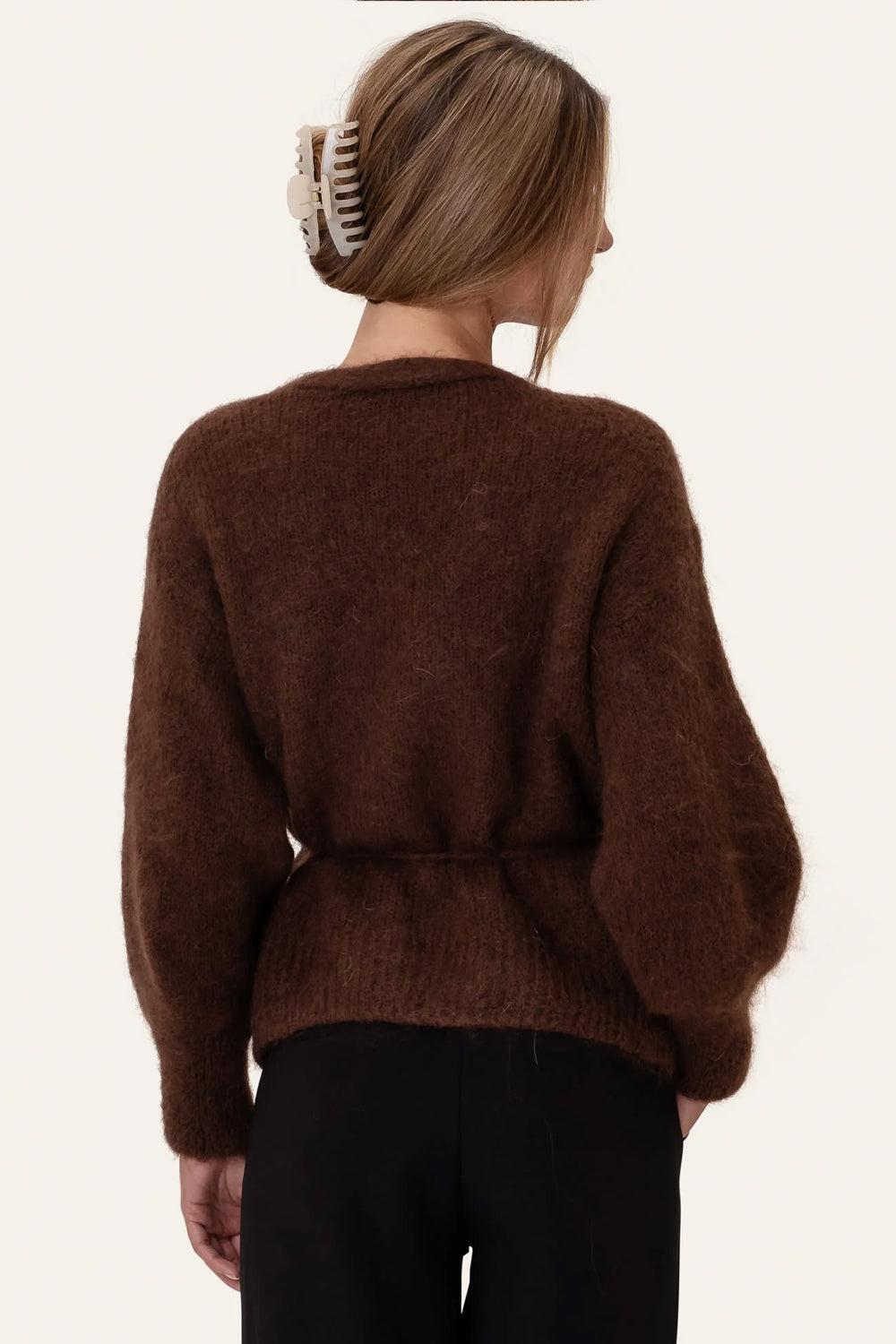 IdaIC Wrap Cardigan Dark Brown