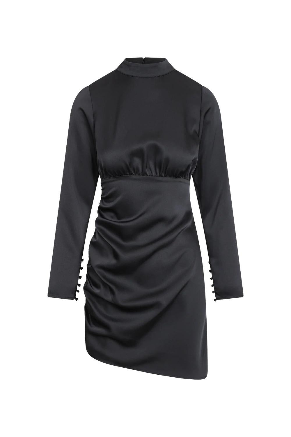 Isabel Dress Black Satin Party Dress