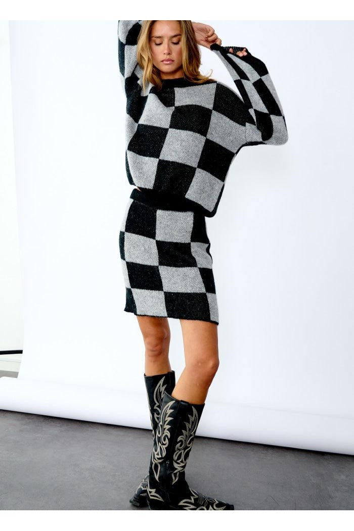 Kiana Knit Skirt Black/Grey