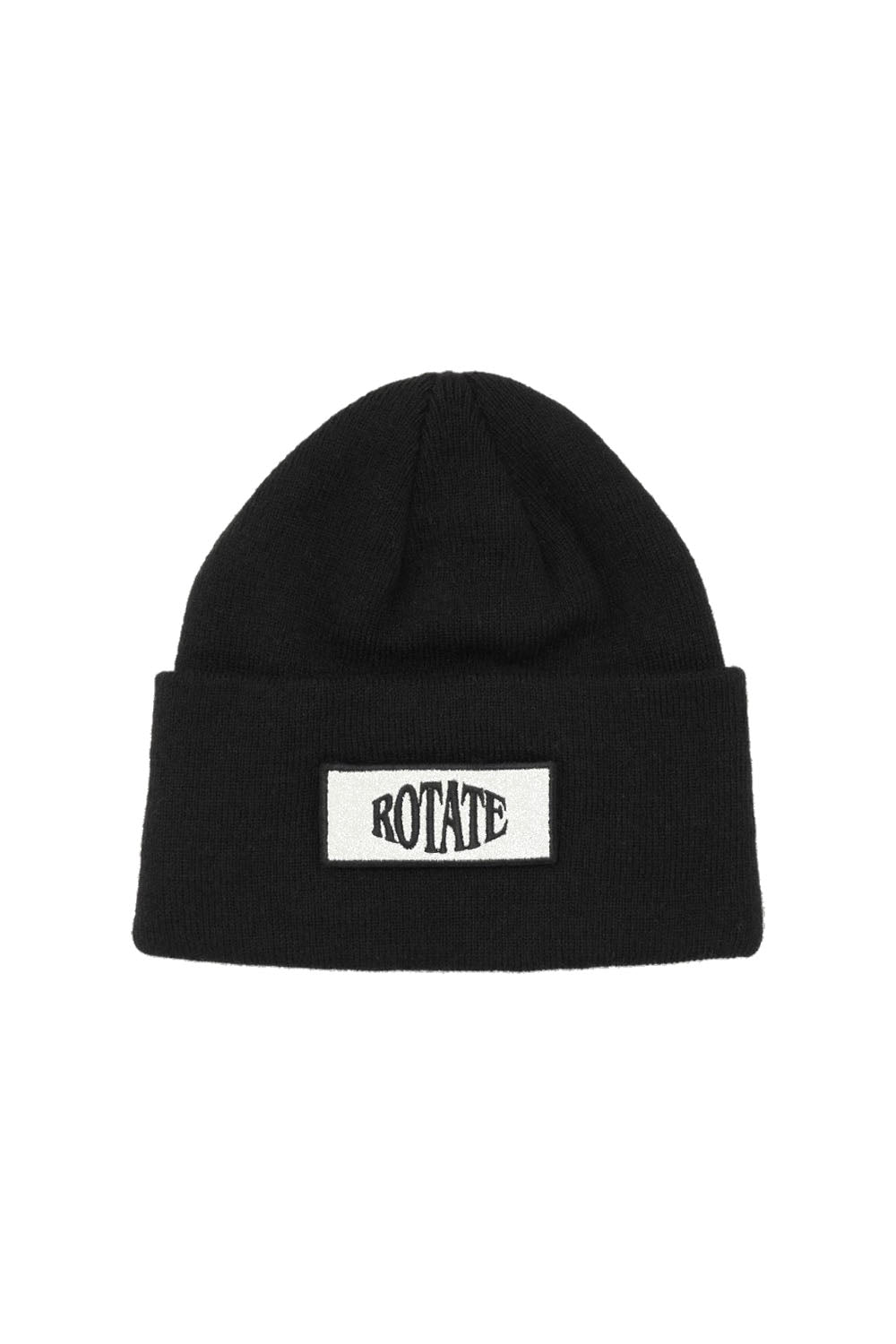 Knitted Beanie With Patch Black
