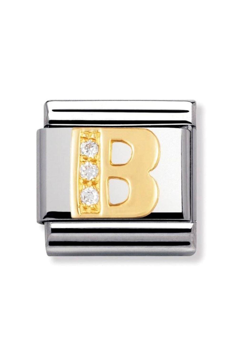 LETTERS 18k Gold and CZ  B