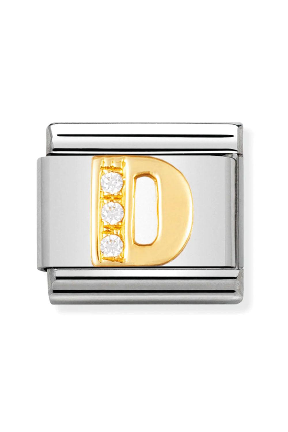 LETTERS 18k Gold and CZ D
