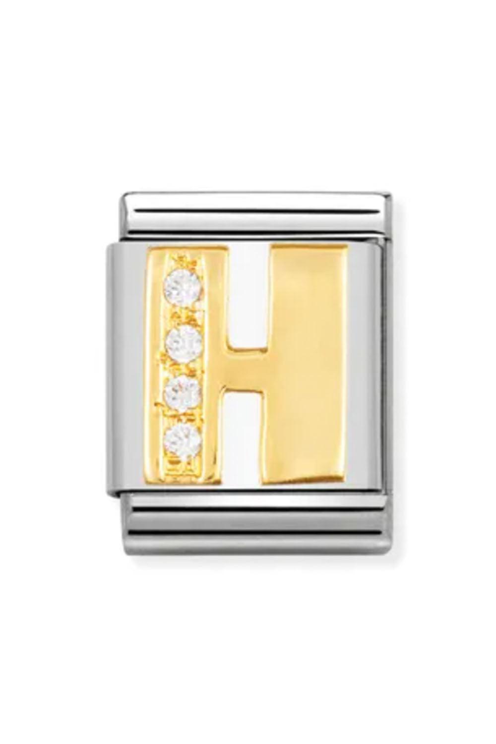LETTERS 18k Gold and CZ H