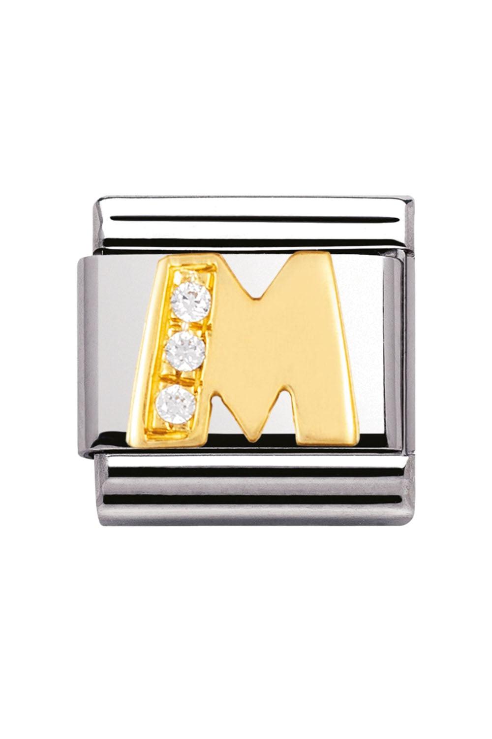 LETTERS 18k Gold and CZ M
