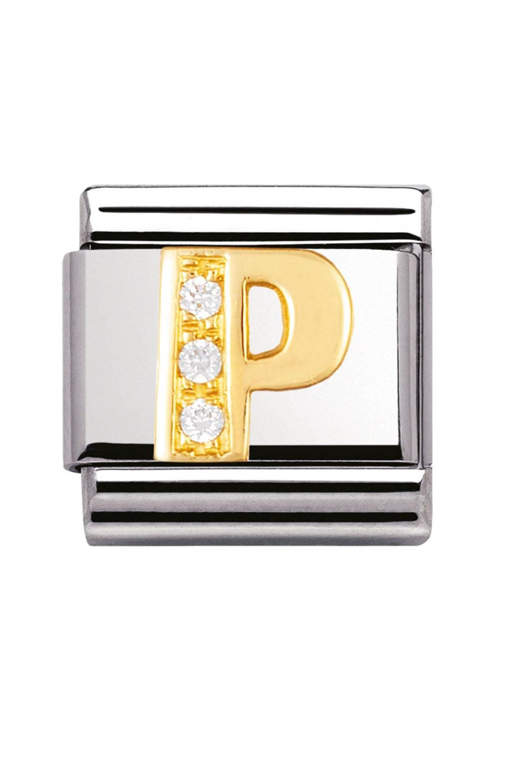 LETTERS 18k Gold and CZ P