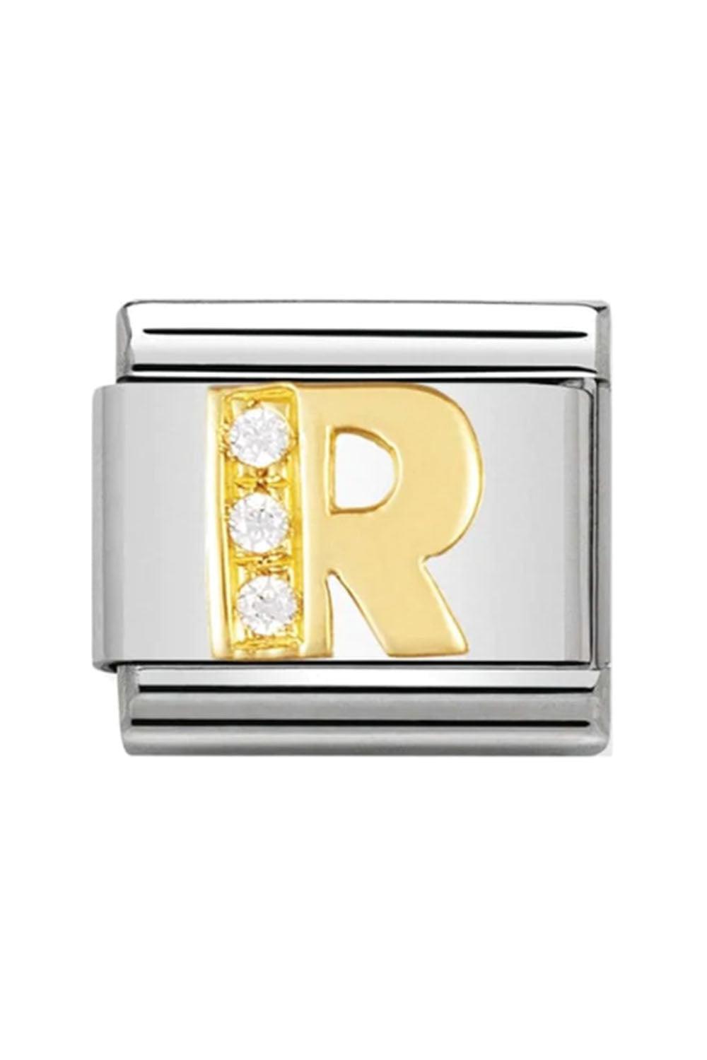 LETTERS 18k Gold and CZ R